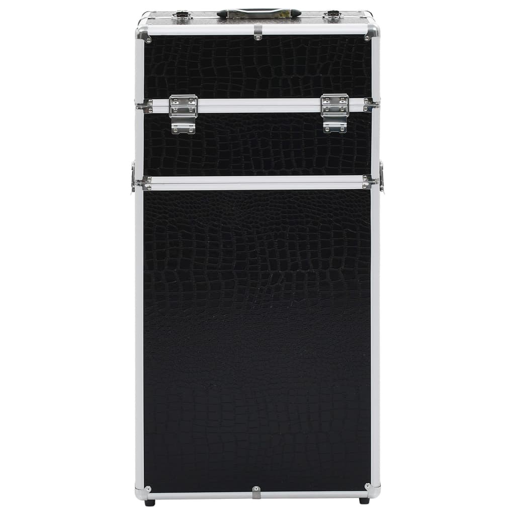 Make-up Trolley Aluminium Black with Crocodile Pattern